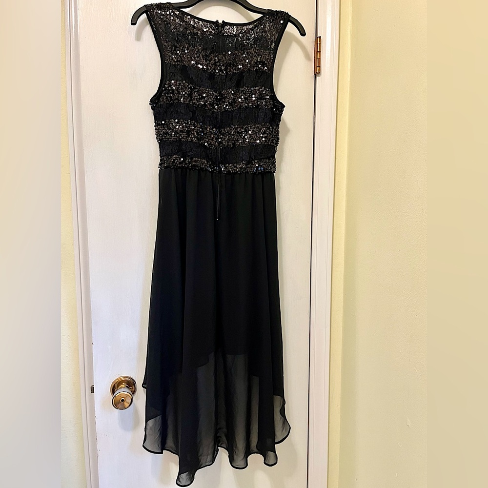 Bisou Bisou Michelle Bohbot Black Sequin High Low Cocktail Party Dress Size 4